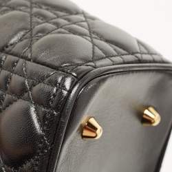 Pre Owned Dior Black Cannage Leather Extra Large Lady Dior Tote