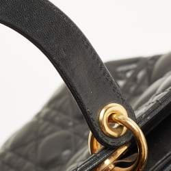 Pre Owned Dior Black Cannage Leather Extra Large Lady Dior Tote