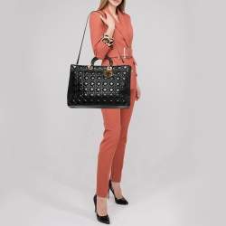 Pre Owned Dior Black Cannage Leather Extra Large Lady Dior Tote