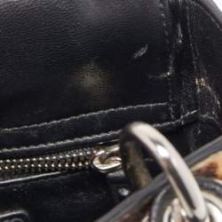 Pre Owned Dior Brown/Black Leopard Print Calfhair and Leather Mini Lady Dior Tote