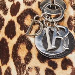 Pre Owned Dior Brown/Black Leopard Print Calfhair and Leather Mini Lady Dior Tote