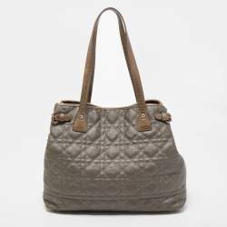 Dior Metallic Cannage Coated Canvas and Leather Small Panarea Tote