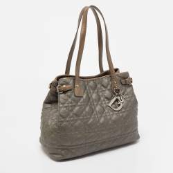 Dior Metallic Cannage Coated Canvas and Leather Small Panarea Tote