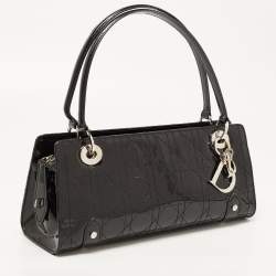 Pre Owned Dior Black Cannage Patent Leather Lady Dior East/West Tote