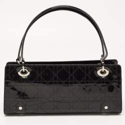 Pre Owned Dior Black Cannage Patent Leather Lady Dior East/West Tote