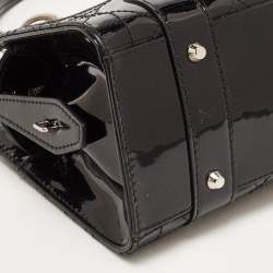 Pre Owned Dior Black Cannage Patent Leather Lady Dior East/West Tote