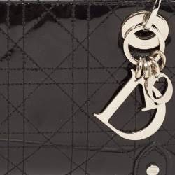 Pre Owned Dior Black Cannage Patent Leather Lady Dior East/West Tote