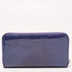 Pre Owned Dior Purple Patent Leather Ultimate Zip Around Wallet