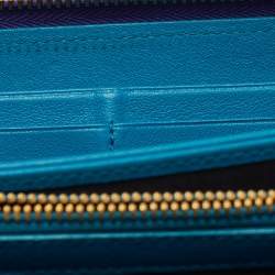 Pre Owned Dior Purple Patent Leather Ultimate Zip Around Wallet