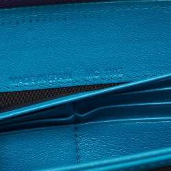 Pre Owned Dior Purple Patent Leather Ultimate Zip Around Wallet