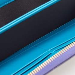 Pre Owned Dior Purple Patent Leather Ultimate Zip Around Wallet