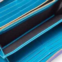 Pre Owned Dior Purple Patent Leather Ultimate Zip Around Wallet