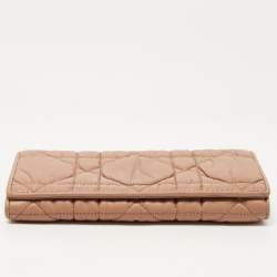 Pre Owned Dior Beige Cannage Leather Lady Dior Continental Wallet
