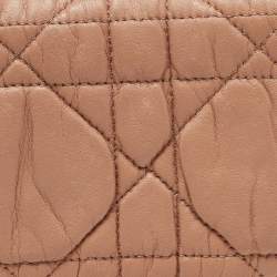Pre Owned Dior Beige Cannage Leather Lady Dior Continental Wallet