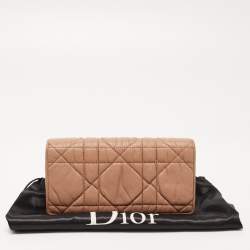 Pre Owned Dior Beige Cannage Leather Lady Dior Continental Wallet