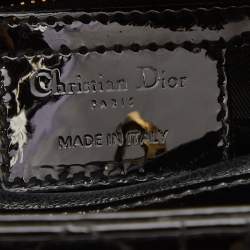 Dior Black Cannage Patent Leather Medium Lady Dior Tote