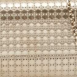 Dior Metallic Gold Microcannage Patent Leather Croisiere Wallet On Chain