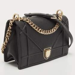 Pre Owned Dior Black Leather Medium Diorama Flap Shoulder Bag