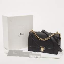 Pre Owned Dior Black Leather Medium Diorama Flap Shoulder Bag
