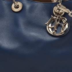 Pre Owned Dior Navy Blue Leather Extra Large Diorissimo Shopper Tote