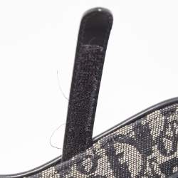 Pre Owned Dior Black Oblique Canvas and Leather Saddle Bag