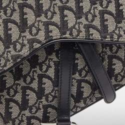 Pre Owned Dior Black Oblique Canvas and Leather Saddle Bag