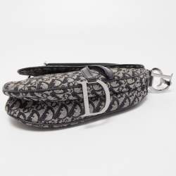 Pre Owned Dior Black Oblique Canvas and Leather Saddle Bag