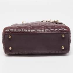 Pre Owned Dior Burgundy Cannage Leather Small Lady Dior My ABCDior Bag
