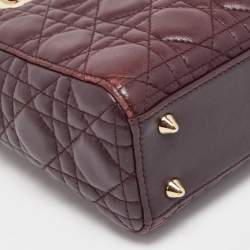 Pre Owned Dior Burgundy Cannage Leather Small Lady Dior My ABCDior Bag