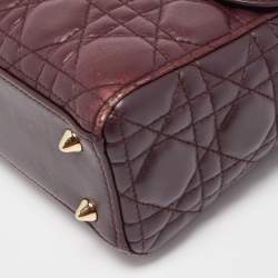 Pre Owned Dior Burgundy Cannage Leather Small Lady Dior My ABCDior Bag