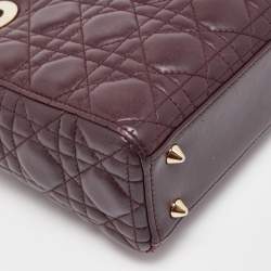 Pre Owned Dior Burgundy Cannage Leather Small Lady Dior My ABCDior Bag
