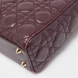 Pre Owned Dior Burgundy Cannage Leather Small Lady Dior My ABCDior Bag
