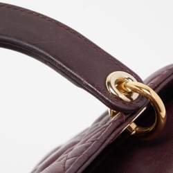 Pre Owned Dior Burgundy Cannage Leather Small Lady Dior My ABCDior Bag