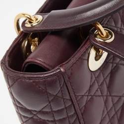 Pre Owned Dior Burgundy Cannage Leather Small Lady Dior My ABCDior Bag