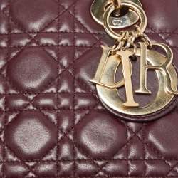 Pre Owned Dior Burgundy Cannage Leather Small Lady Dior My ABCDior Bag