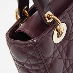Pre Owned Dior Burgundy Cannage Leather Small Lady Dior My ABCDior Bag