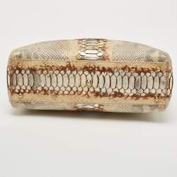 Pre Owned Dior Gold/Beige Python Large Lady Dior Tote