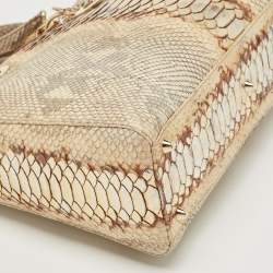 Pre Owned Dior Gold/Beige Python Large Lady Dior Tote