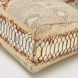 Pre Owned Dior Gold/Beige Python Large Lady Dior Tote