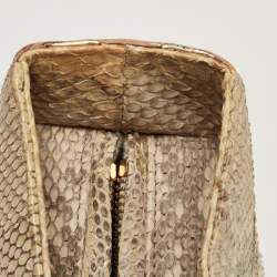 Pre Owned Dior Gold/Beige Python Large Lady Dior Tote