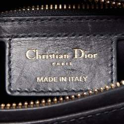 Pre Owned Dior Midnight Blue Leather Medium Pockets Lady Dior Tote