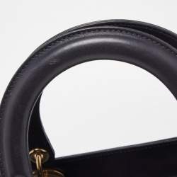 Pre Owned Dior Midnight Blue Leather Medium Pockets Lady Dior Tote