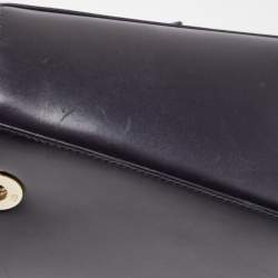 Pre Owned Dior Midnight Blue Leather Medium Pockets Lady Dior Tote