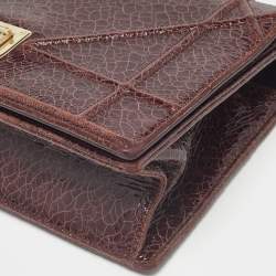 Pre Owned Dior Burgundy Crackled Leather Medium Diorama Flap Shoulder Bag