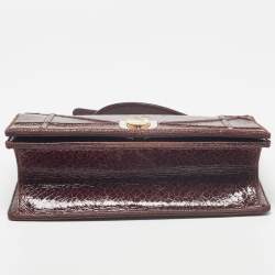 Pre Owned Dior Burgundy Crackled Leather Medium Diorama Flap Shoulder Bag