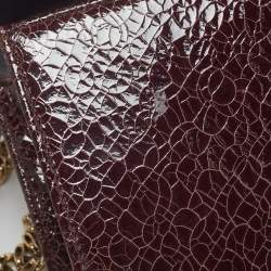 Pre Owned Dior Burgundy Crackled Leather Medium Diorama Flap Shoulder Bag