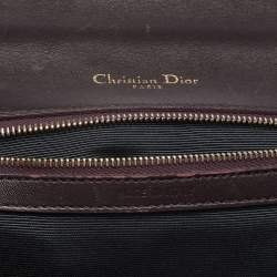 Pre Owned Dior Burgundy Crackled Leather Medium Diorama Flap Shoulder Bag