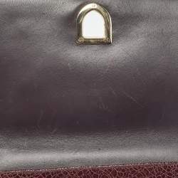Pre Owned Dior Burgundy Crackled Leather Medium Diorama Flap Shoulder Bag
