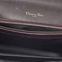 Pre Owned Dior Burgundy Crackled Leather Medium Diorama Flap Shoulder Bag