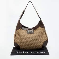 Dior Two Tone Brown Diorissimo Canvas and Leather Hobo